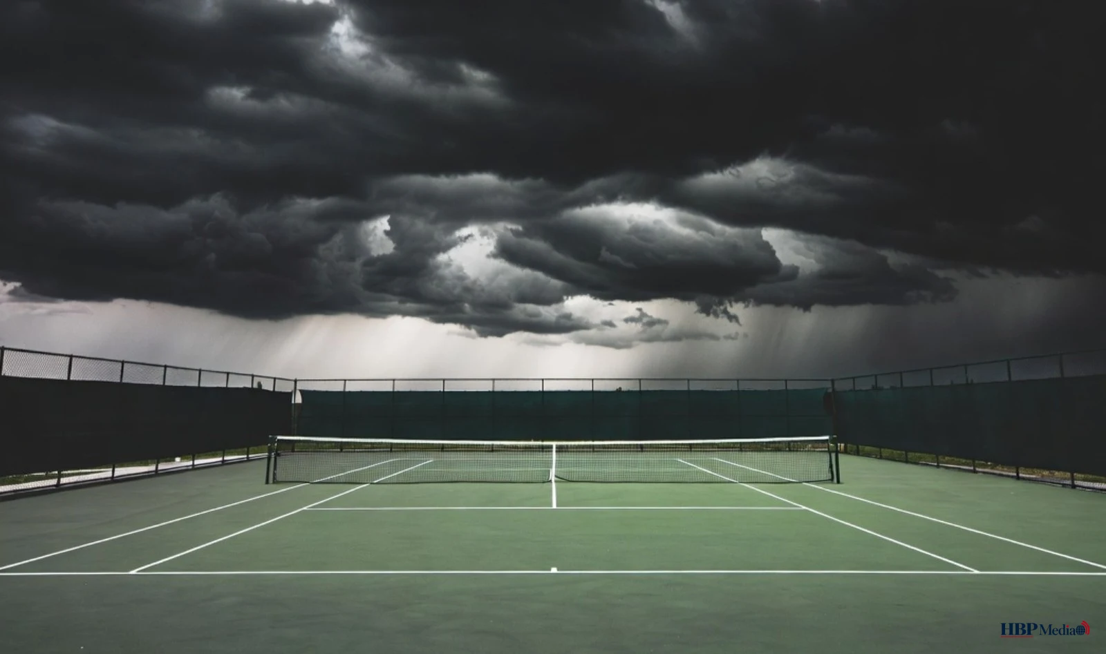 Een tennisbaan van een grote vereniging die in financiële nood verkeert.