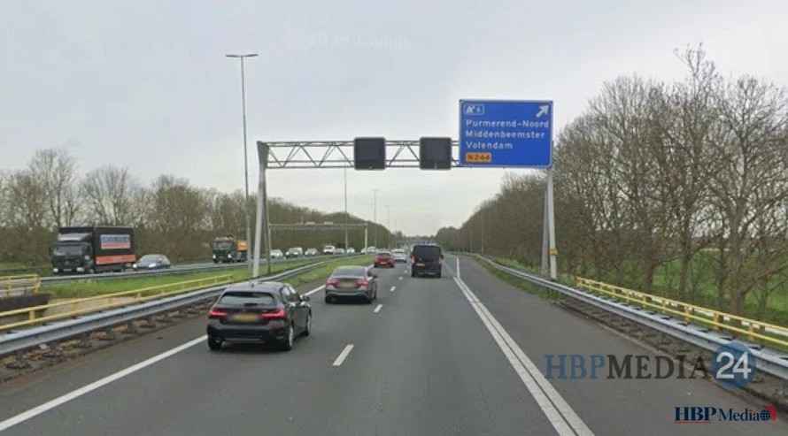Trajectcontrole boven de A7 tussen Hoorn en Purmerend waar duizenden snelheidsovertredingen zijn geregistreerd
