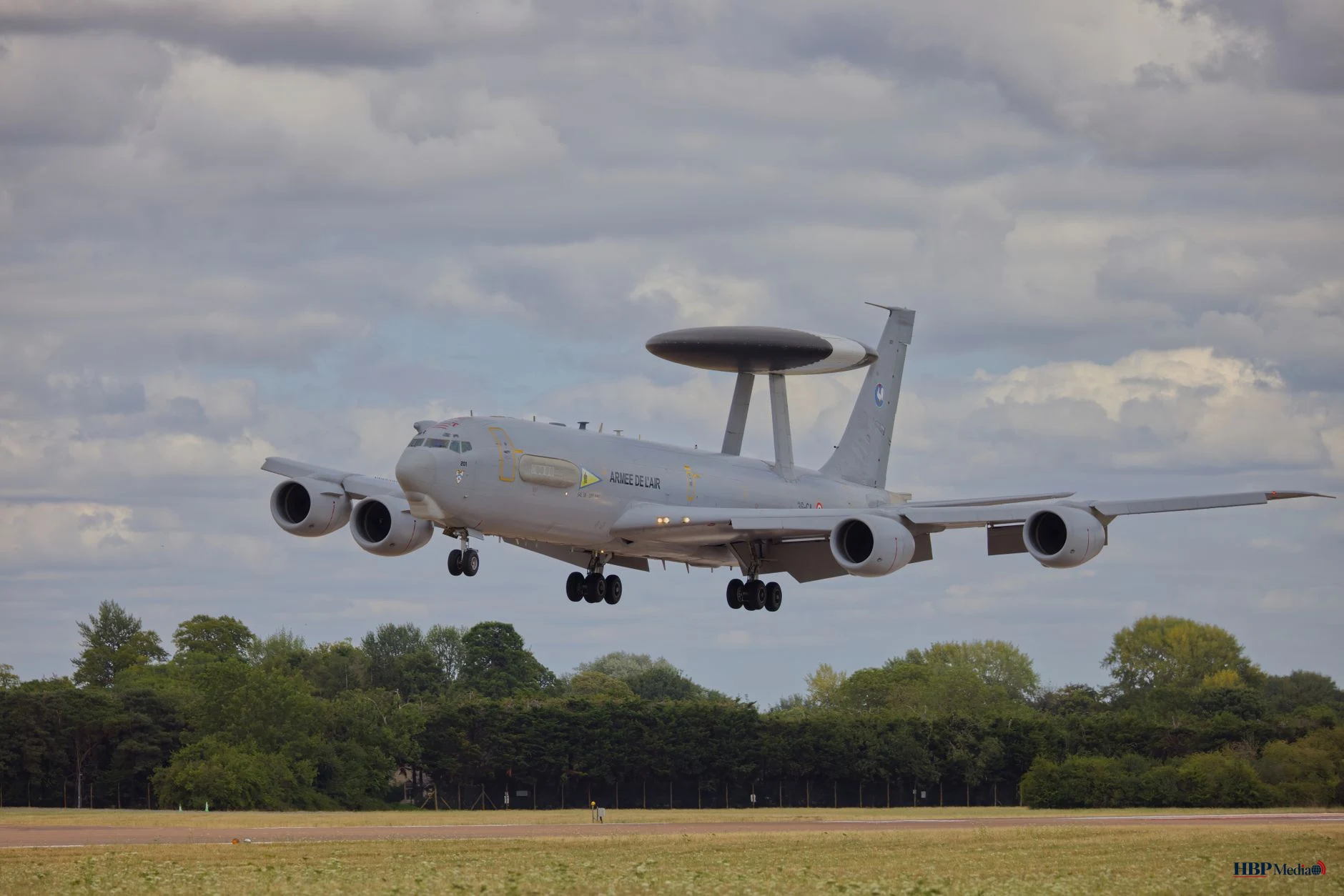 airborne surveillance aircraft landing on runway