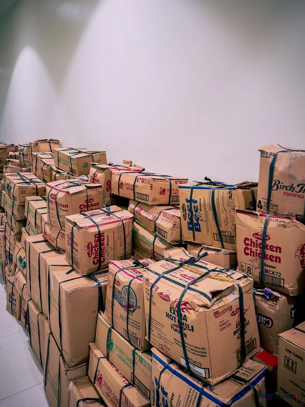 stack of cardboard boxes in warehouse