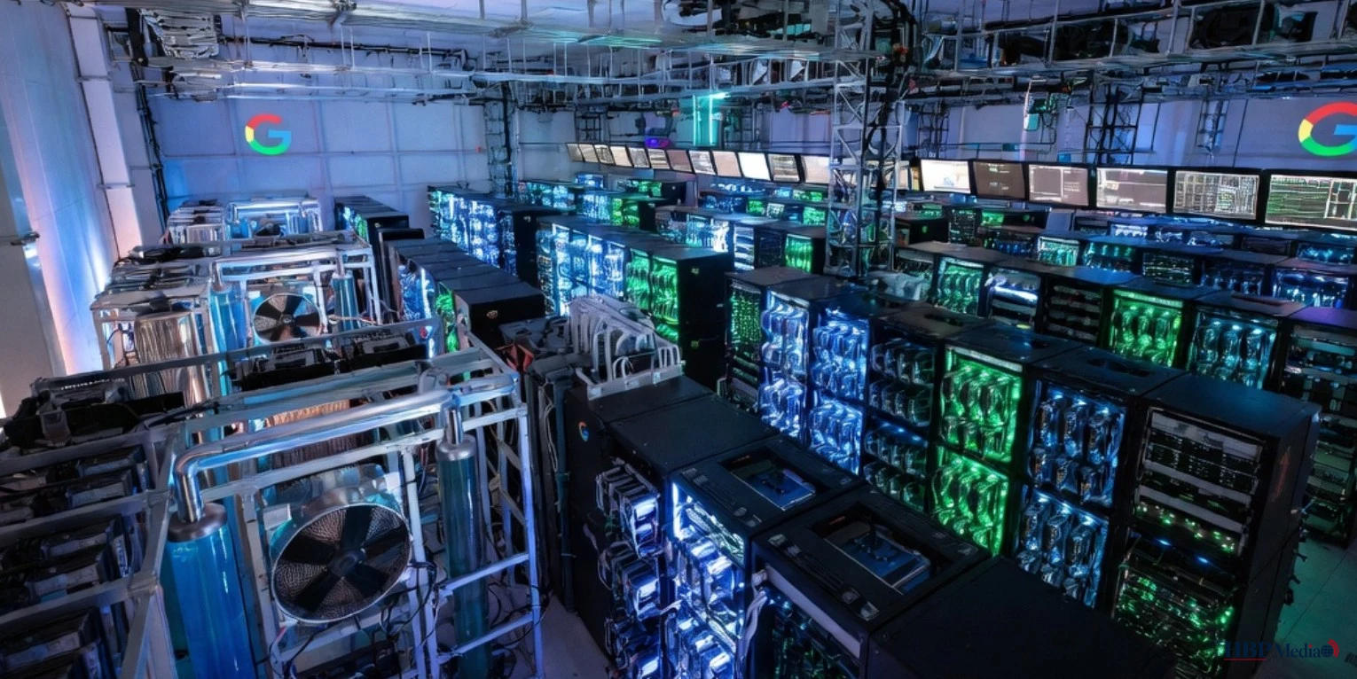 Datacenter met servers en koelsystemen voor kunstmatige intelligentie.