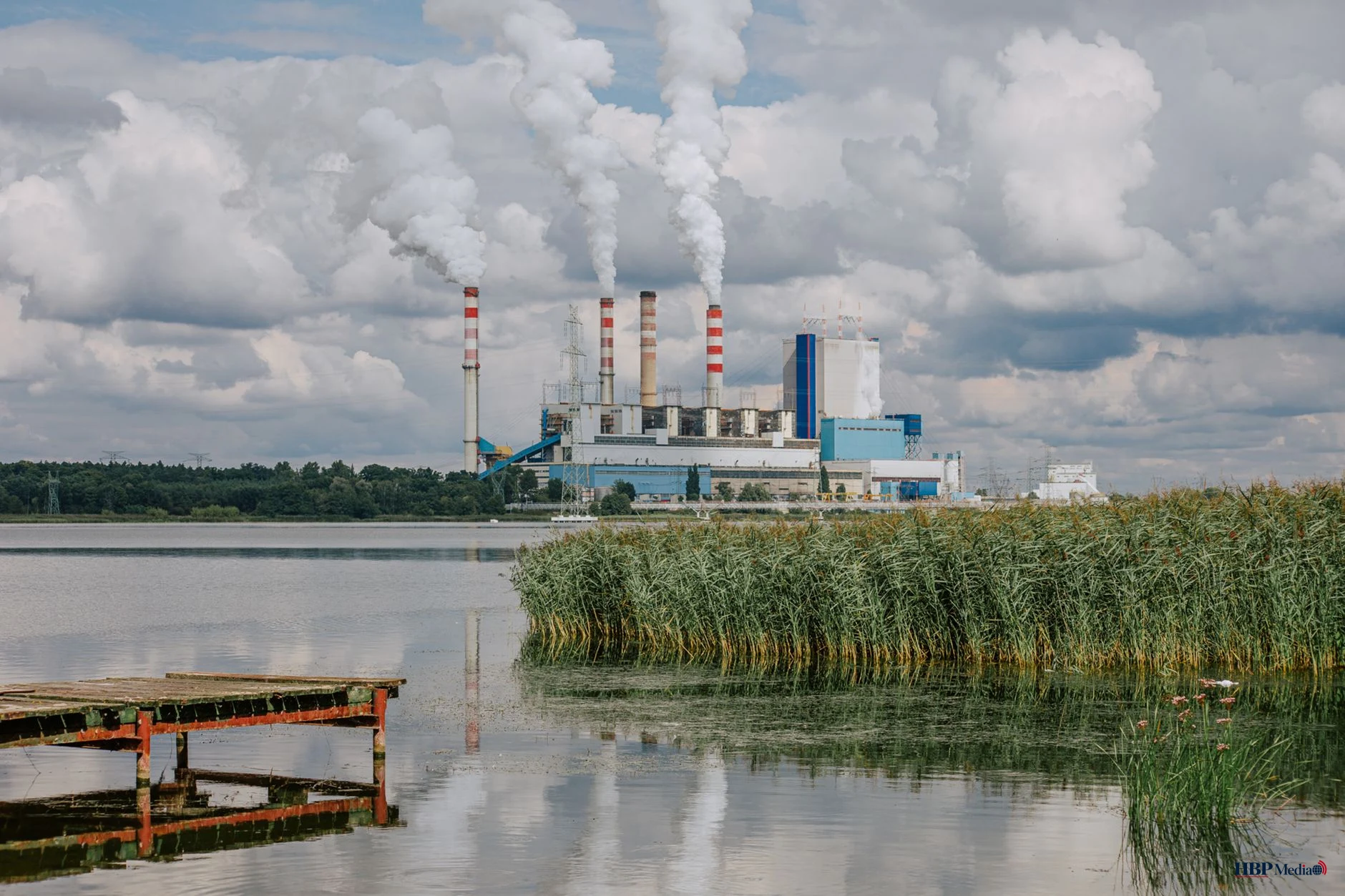 power plant by river