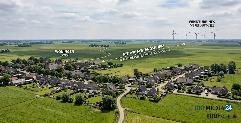 Windturbines op land met woningen in de omgeving onder nieuwe afstandsnorm.