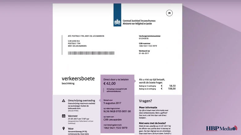 Voorbeeld van een vals sms-bericht namens het CJIB over een niet betaalde boete.