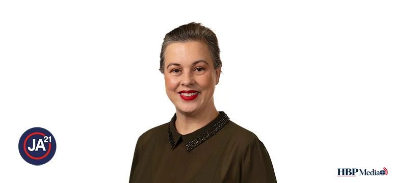 Portret van Annabel Nanninga tijdens een politiek debat