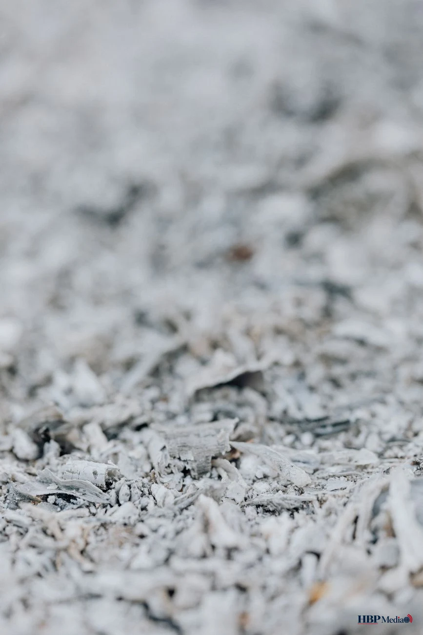 white ashes in close up shot
