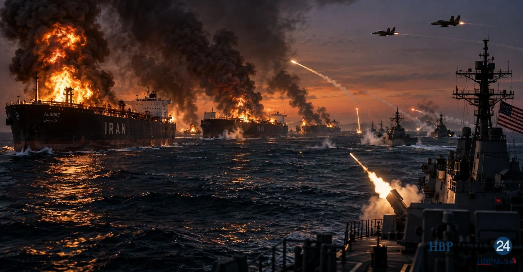 Amerikaanse aanval op Iraanse olietankers na raketaanvallen op marineschepen