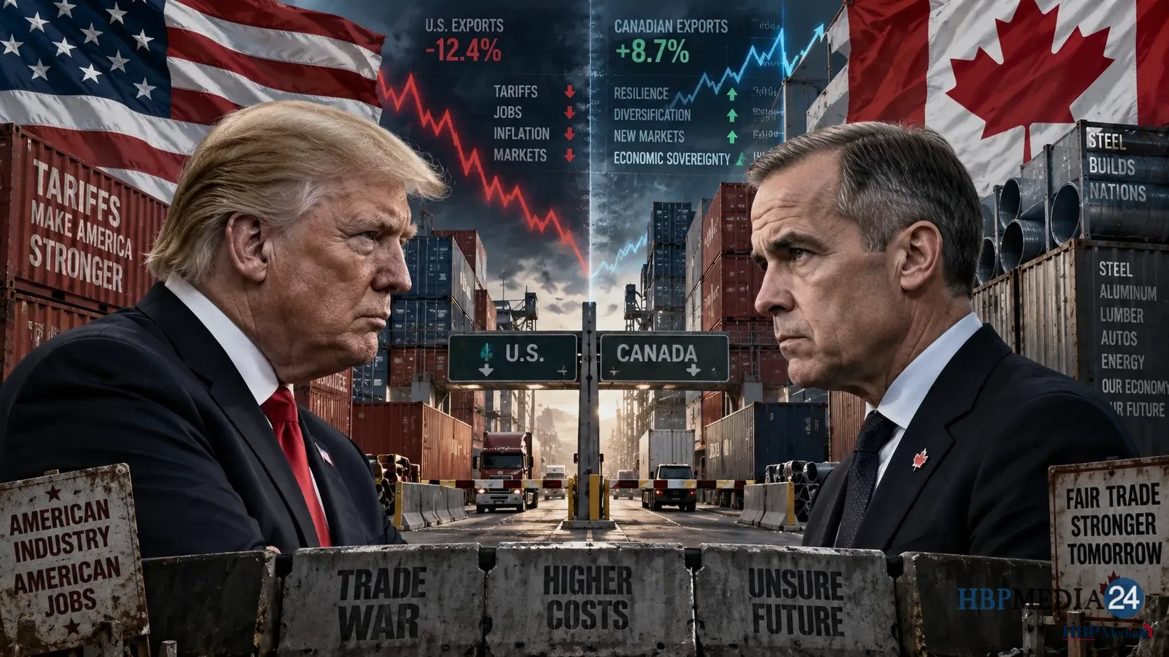 Donald Trump en Mark Carney tegenover elkaar in oplopende handelsoorlog tussen VS en Canada