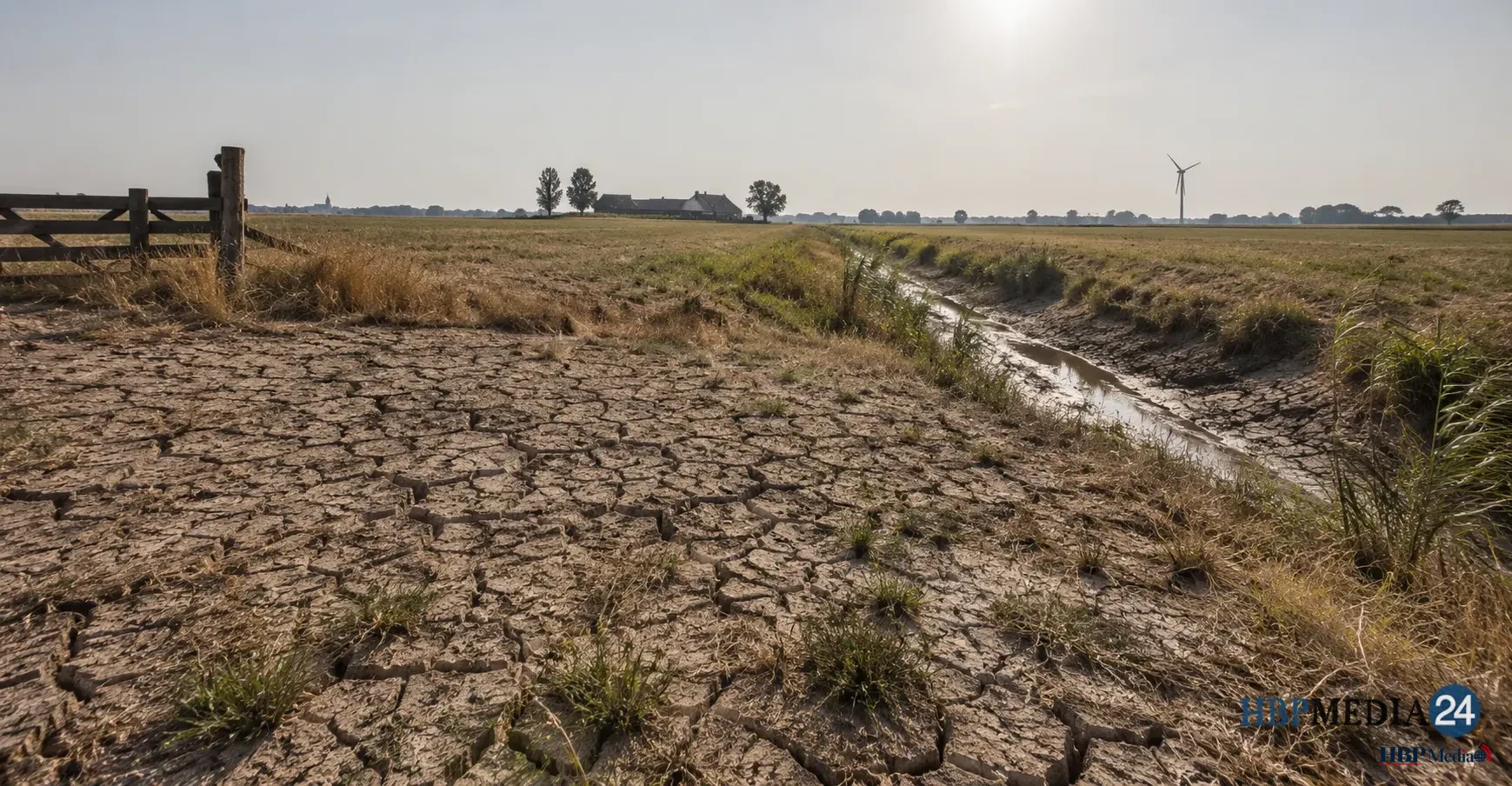 Uitgedroogde bodem in Nederland door langdurige droogte en laag grondwater