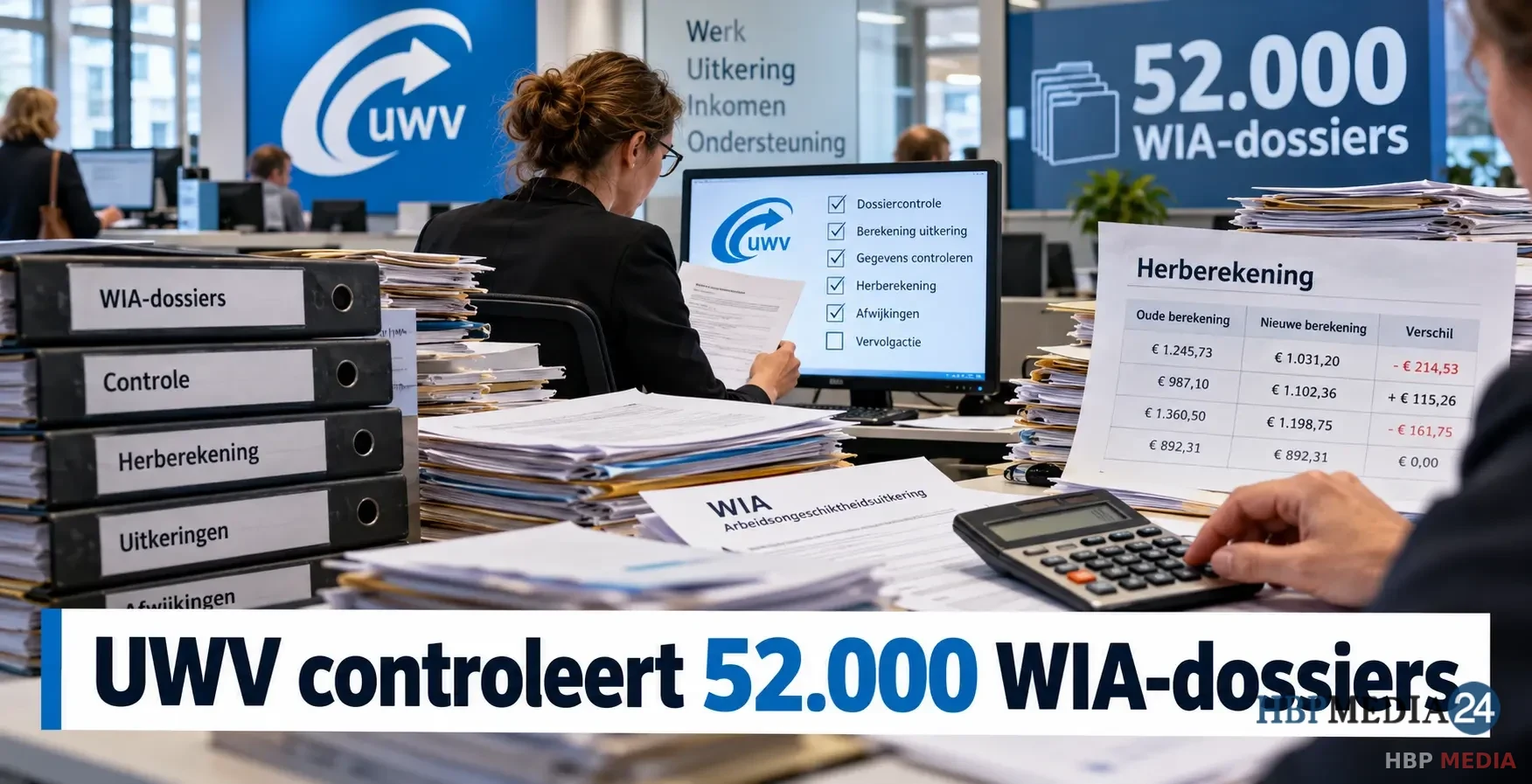 UWV controleert 52.000 WIA-dossiers vanwege fouten bij de berekening van arbeidsongeschiktheidsuitkeringen.
