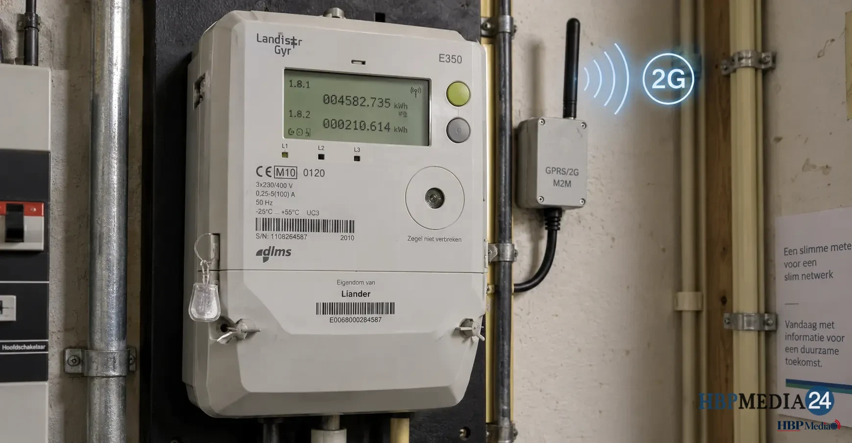 Oude slimme energiemeter die via het 2G-netwerk meterstanden doorgeeft