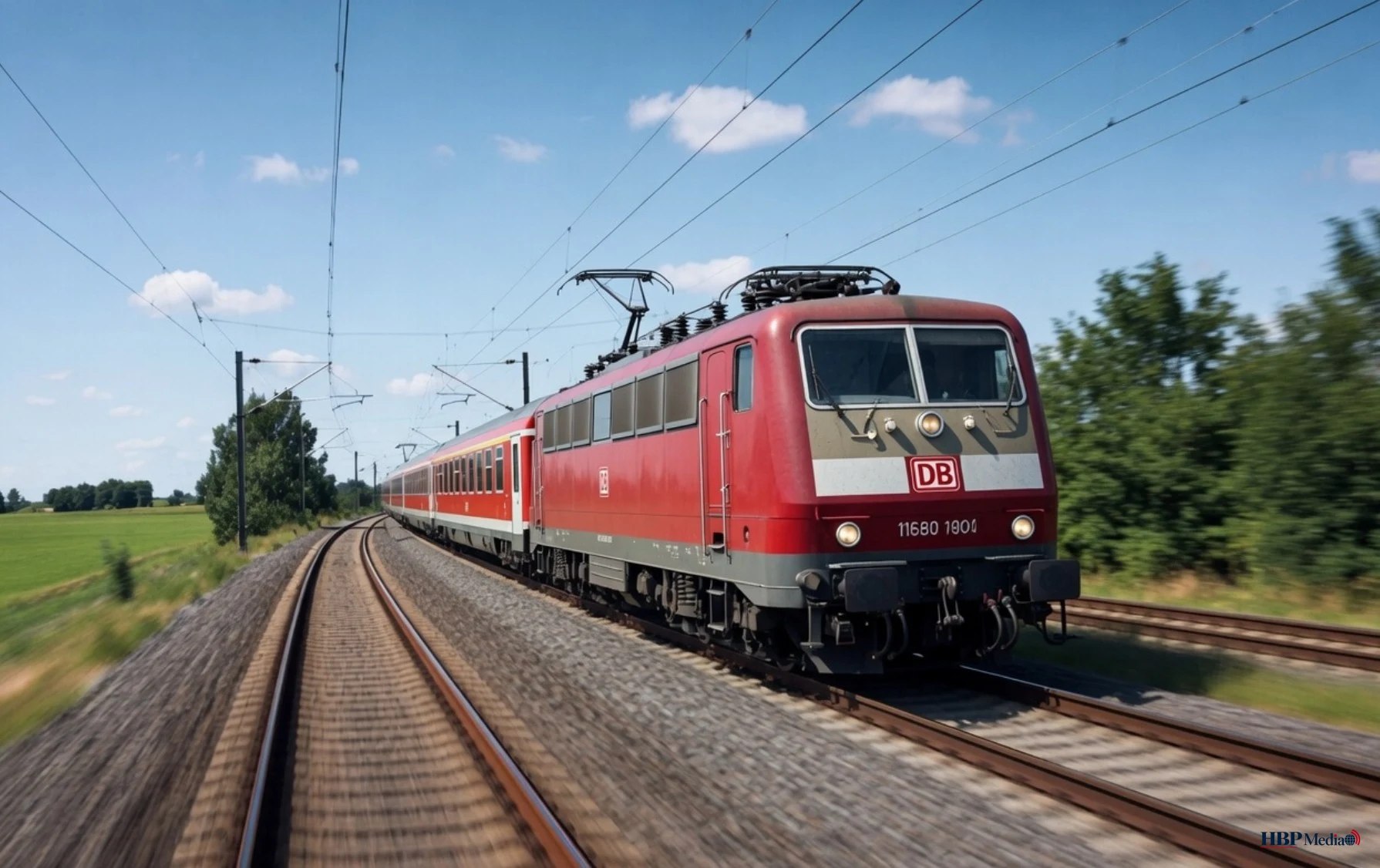 Treinspoor met bovenleiding in Duitsland waar een scholier zwaargewond raakte