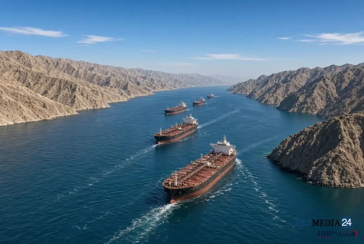 Olietankers varen door de strategische Straat van Hormuz
