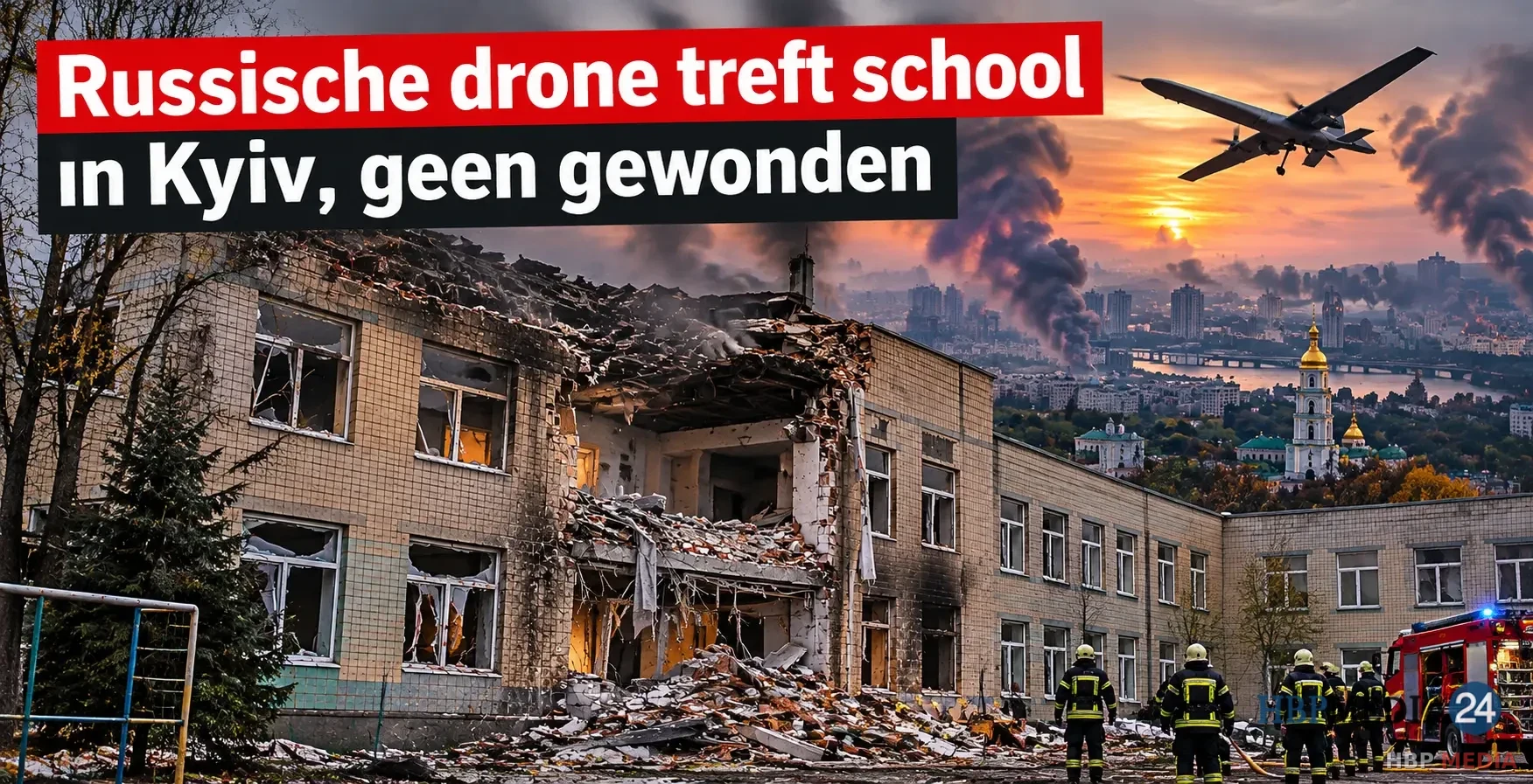 Russische drone treft school in Kyiv, geen gewonden