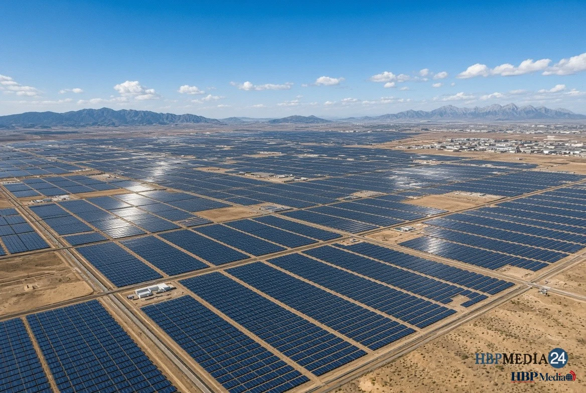 Uitgestrekt zonnepark in China met duizenden zonnepanelen