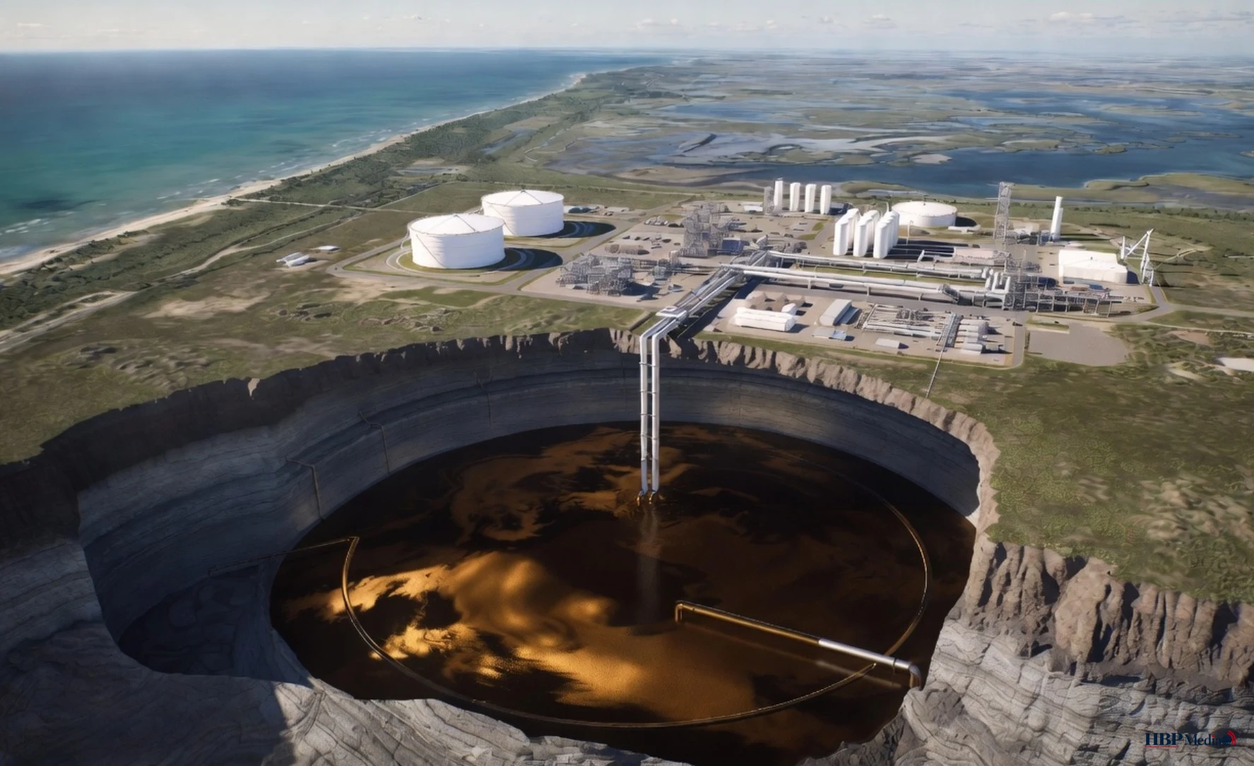 Ondergrondse opslaglocatie van de Amerikaanse strategische petroleumreserve SPR in Texas langs de Golf van Mexico