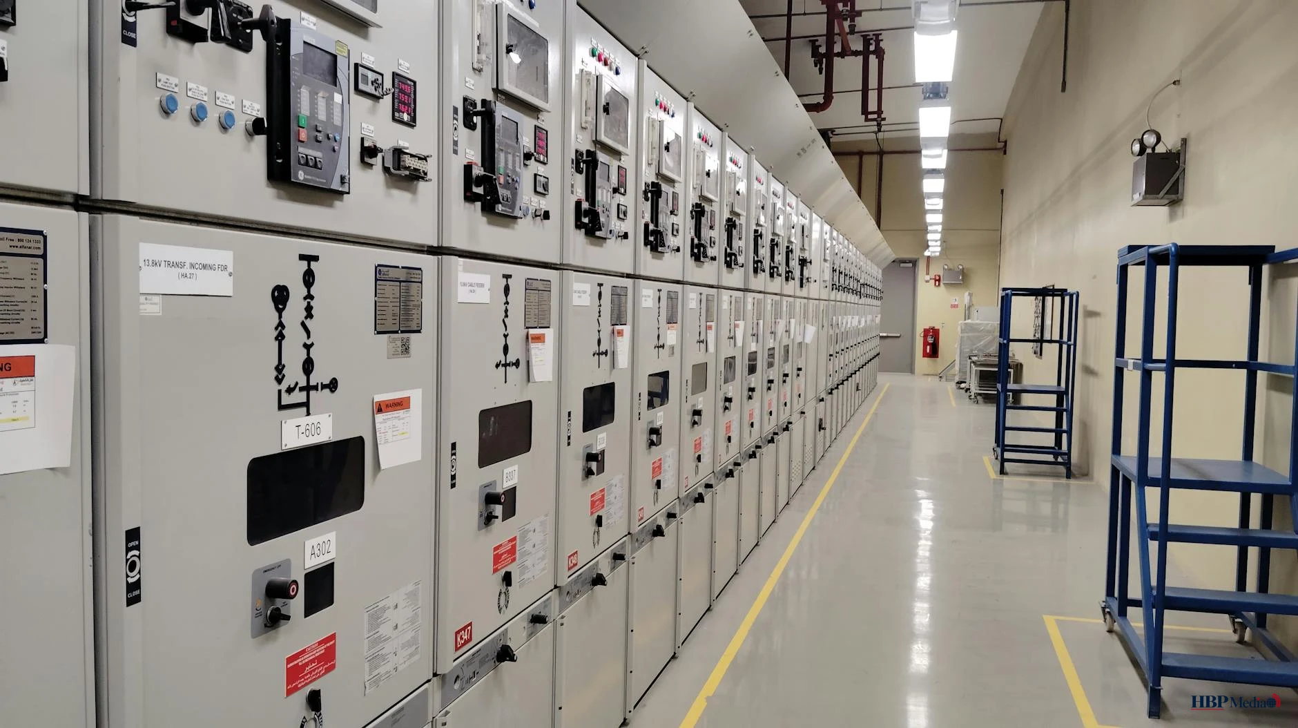 Datacenter met serverhallen en stroomvoorziening