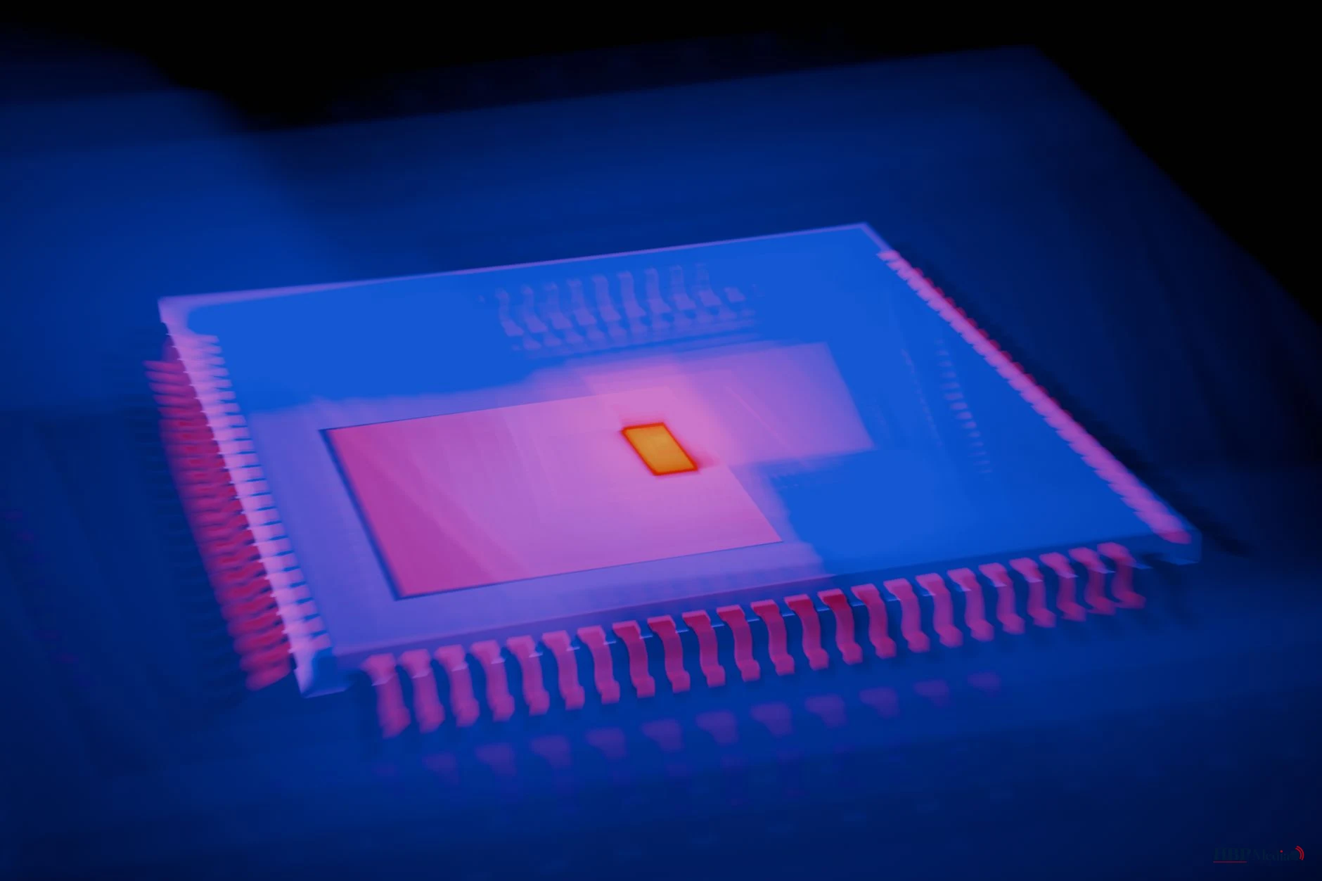 abstract image of a microchip with heatmap colors