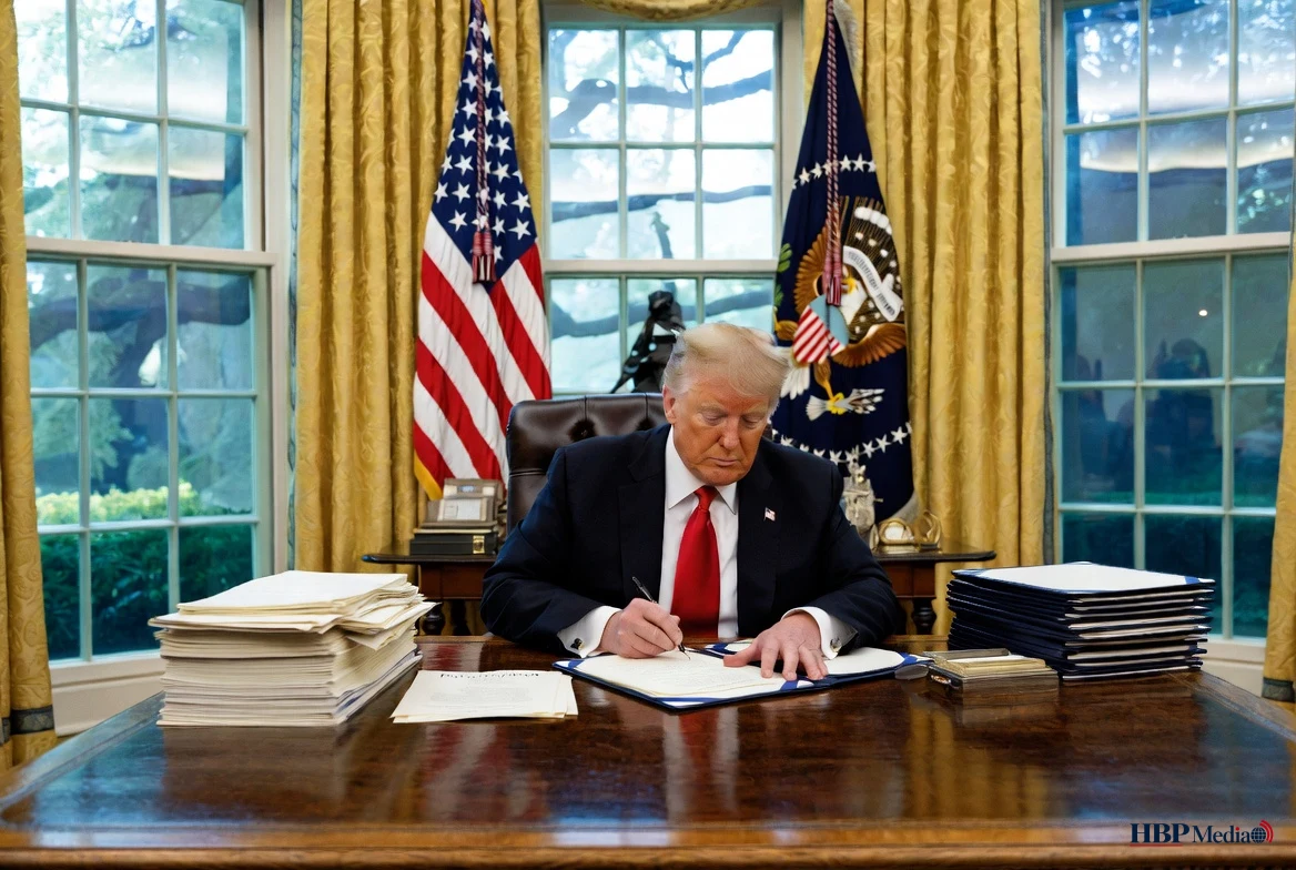Donald Trump ondertekent gratiebesluiten in het Witte Huis