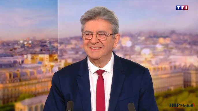 Jean-Luc Mélenchon spreekt tijdens een politieke bijeenkomst in Frankrijk.