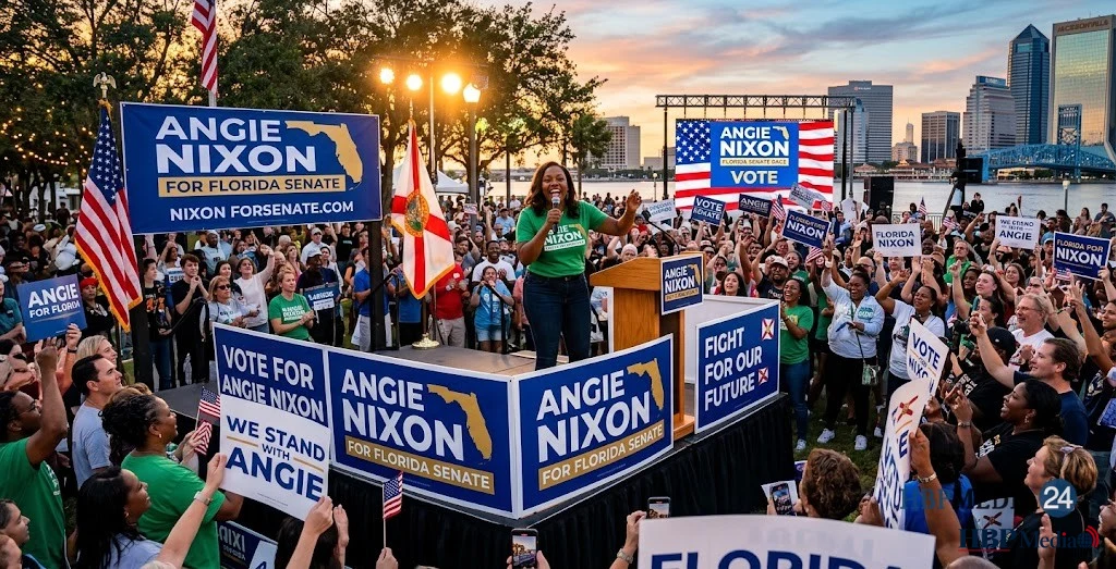 Verkiezingsbijeenkomst van kandidaat Angie Nixon tijdens de Senaatsrace in Florida.
