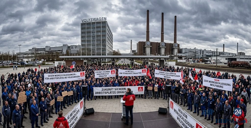 Volkswagen-fabriek in Duitsland waar discussie speelt over banen en mogelijke sluitingen.