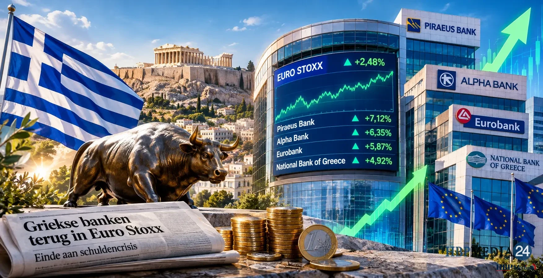 Griekse banken keren na de schuldencrisis terug in Euro Stoxx.