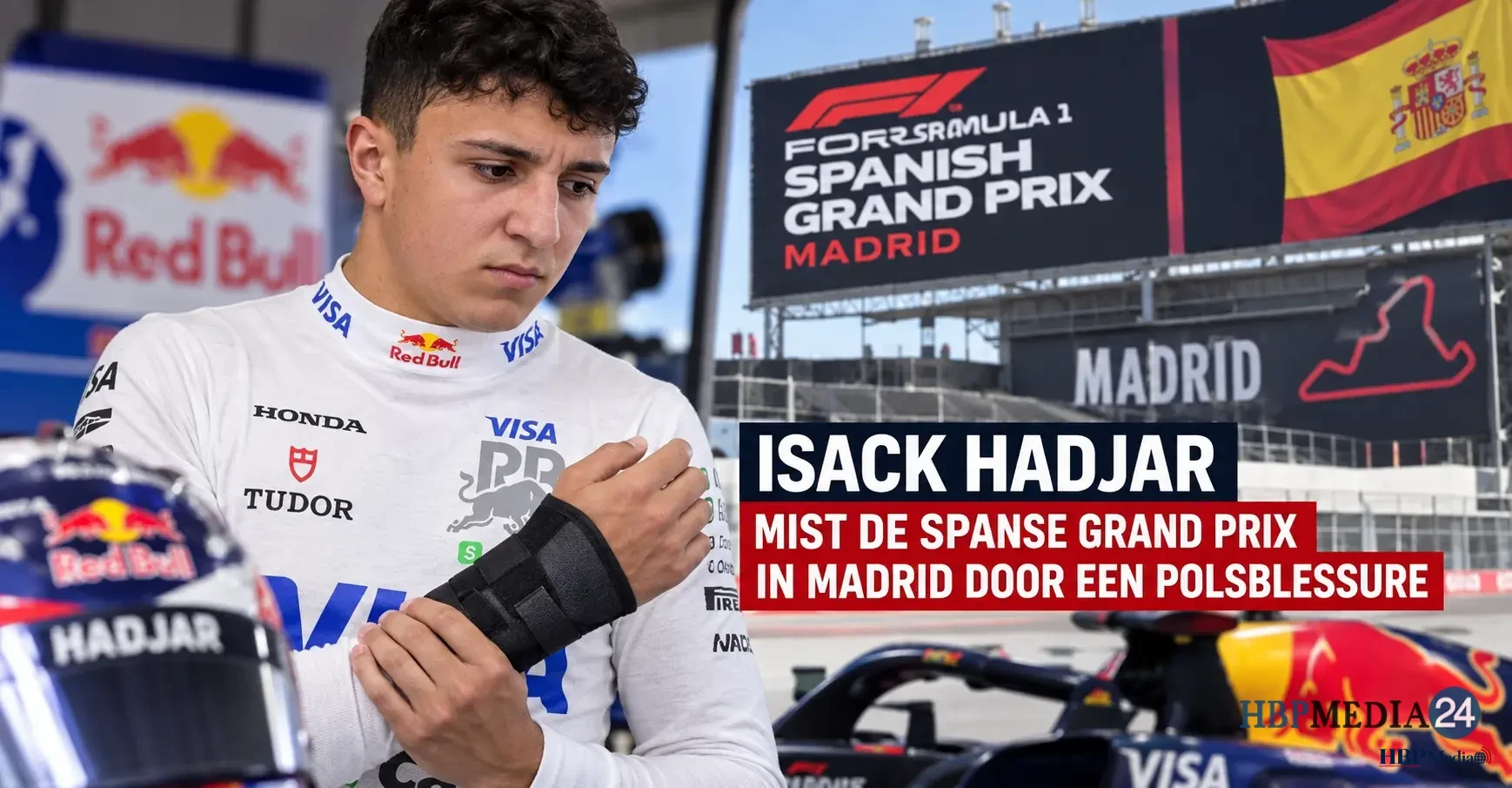 Isack Hadjar mist de Spaanse Grand Prix in Madrid door een polsblessure