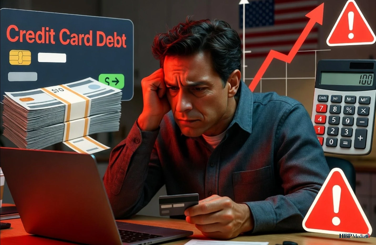 Amerikaanse consument betaalt met creditcard terwijl schulden oplopen