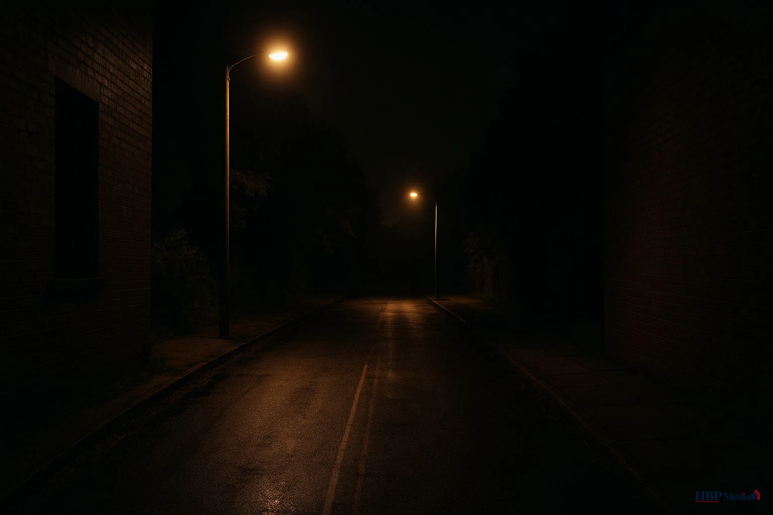 Vrouwen lopen door een slecht verlichte straat als symbool voor onveiligheid