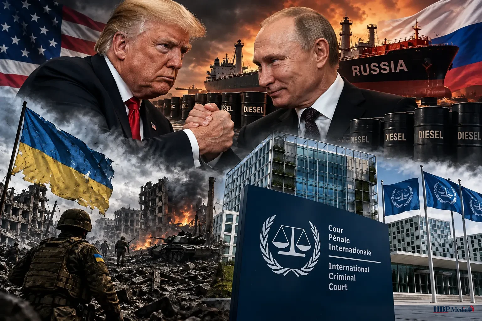 Donald Trump en Vladimir Poetin tegenover Oekraïne en het Internationaal Strafhof in Den Haag.
