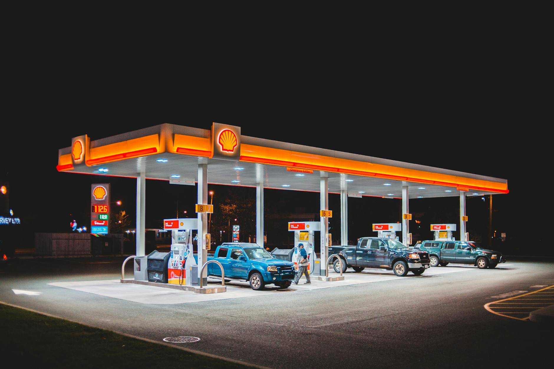 cars refueling on gas station