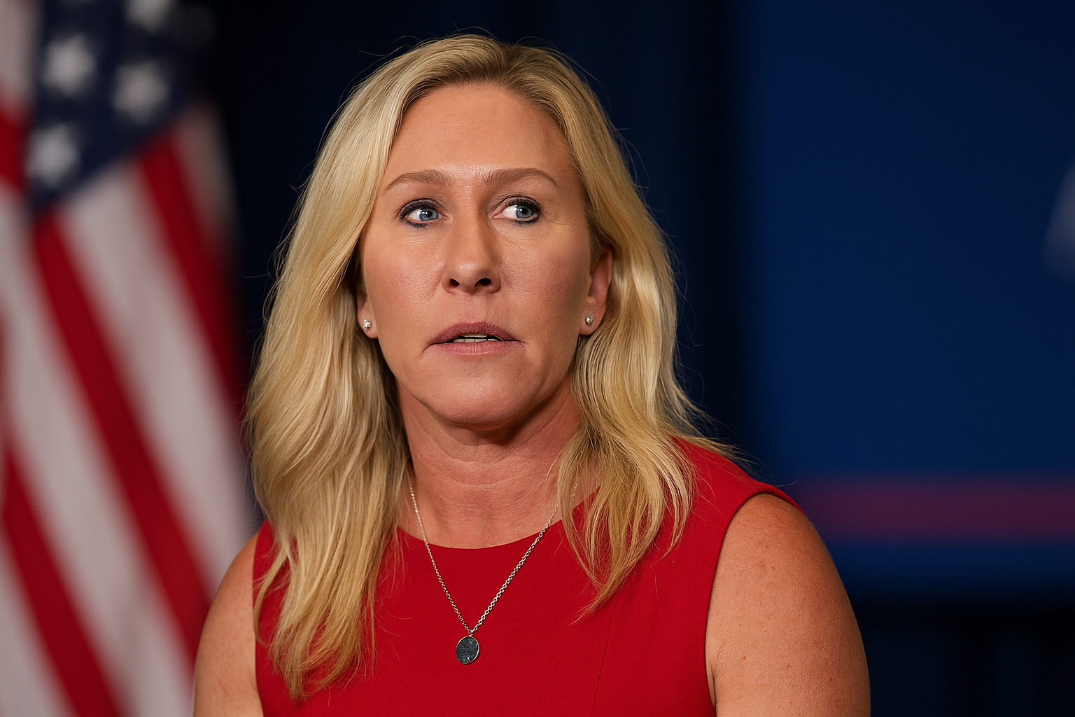 Marjorie Taylor Greene tijdens politieke bijeenkomst