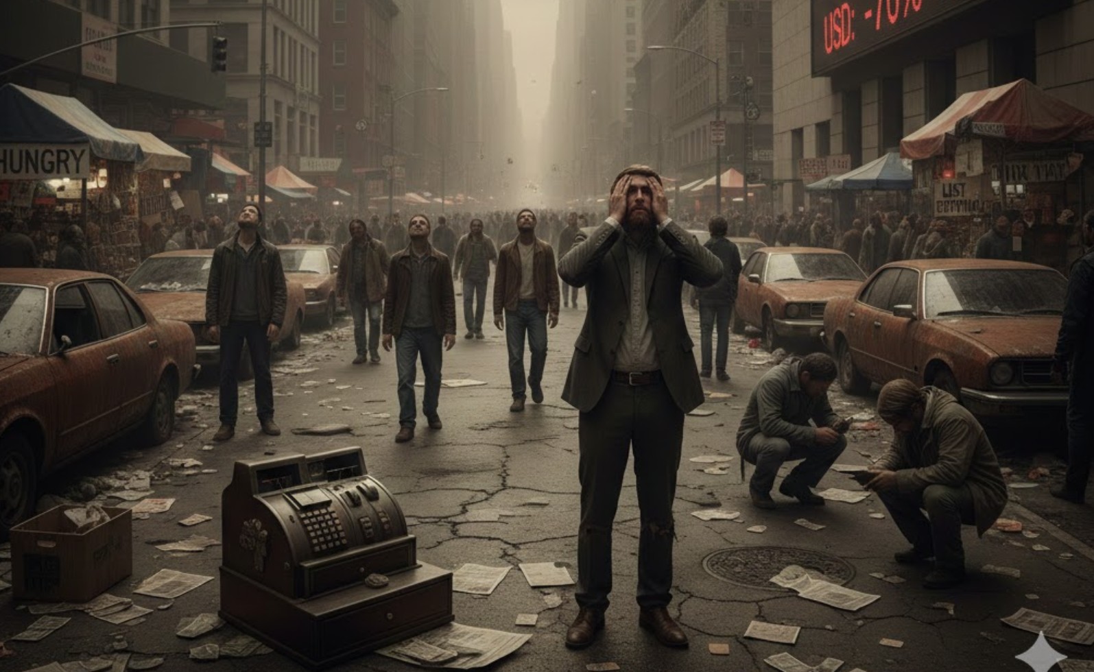 Grafiek die de plotselinge stijging van de Amerikaanse rente en de daling van de dollar waarde toont.