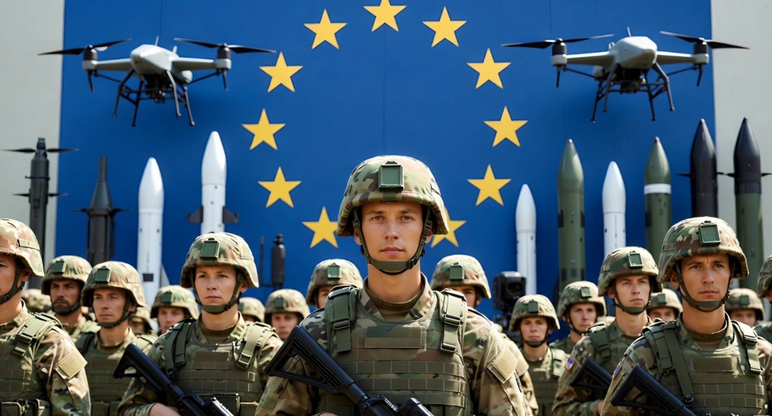 Kaart van Europa met gezamenlijke militaire samenwerking