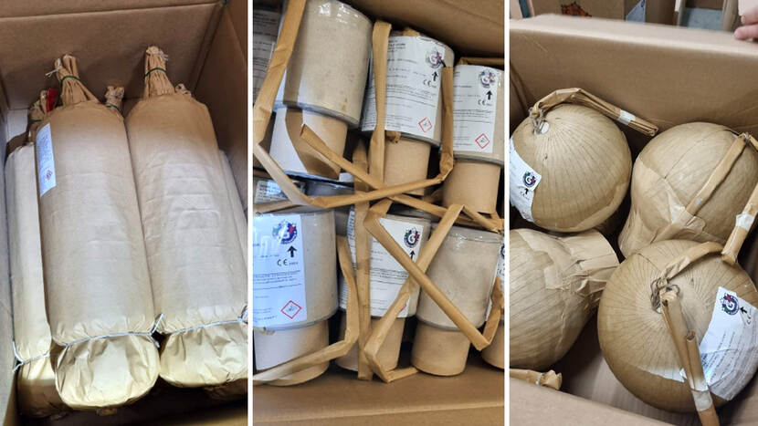 Politie-inbeslagname van illegaal zwaar vuurwerk in een loods op een bedrijventerrein