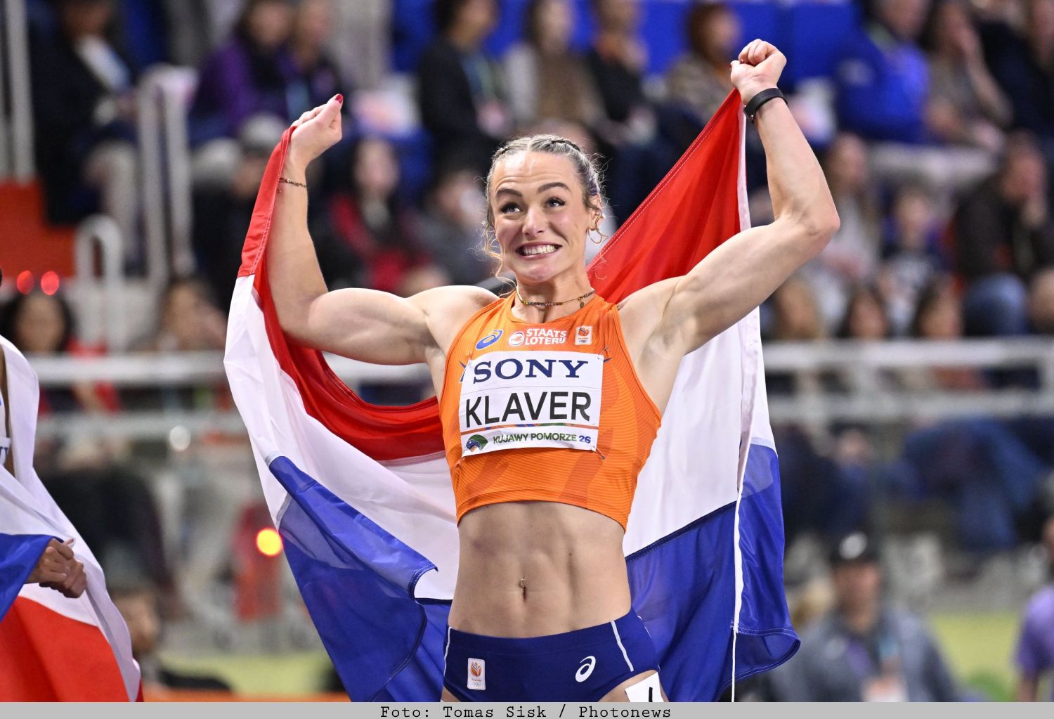 Lieke Klaver in actie op de 400 meter tijdens het WK indoor