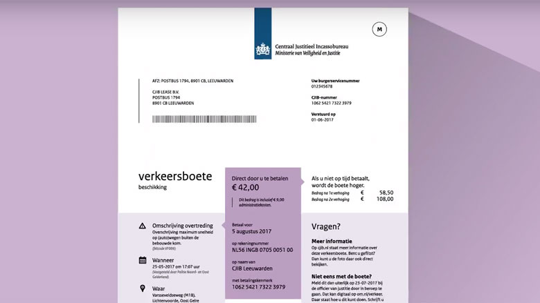 Voorbeeld van een vals sms-bericht namens het CJIB over een niet betaalde boete.