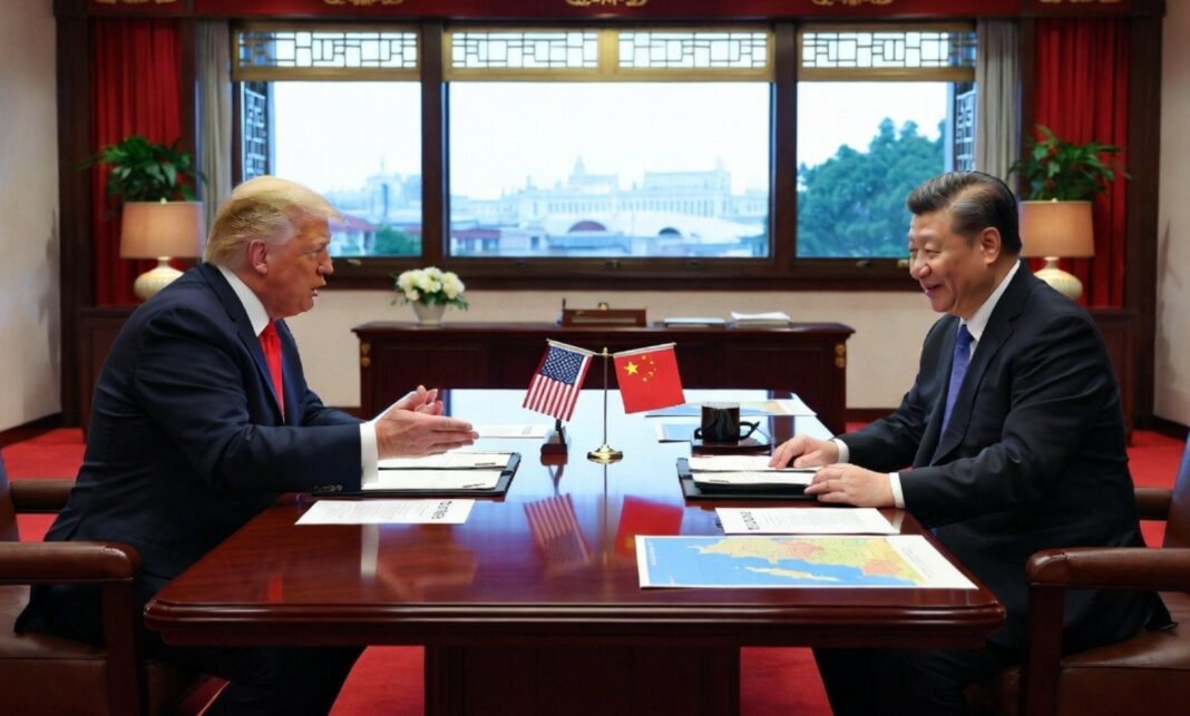 Trump buigt diep voor Xi, China claimt leidersrol Donald Trump en Xi Jinping tijdens overleg in Beijing over handel, Taiwan en geopolitiek.