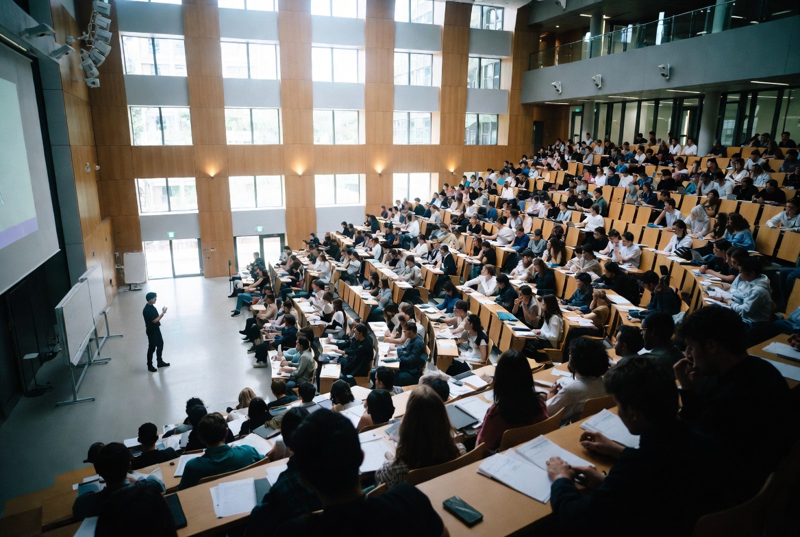 Studenten in collegezaal volgen hoger onderwijs in Nederland