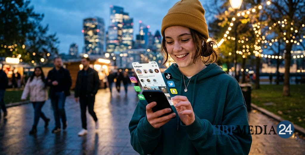 NJI: sociale media veiliger maken voor jongeren Jongere gebruikt een smartphone met sociale media-apps op het scherm