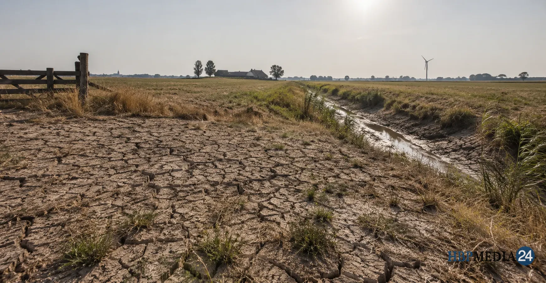 Uitgedroogde bodem in Nederland door langdurige droogte en laag grondwater