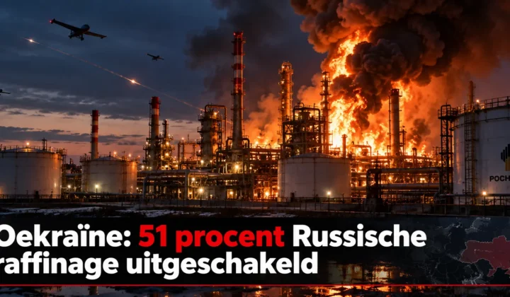 Brandende Russische olieraffinaderij na Oekraïense langeafstandsaanval