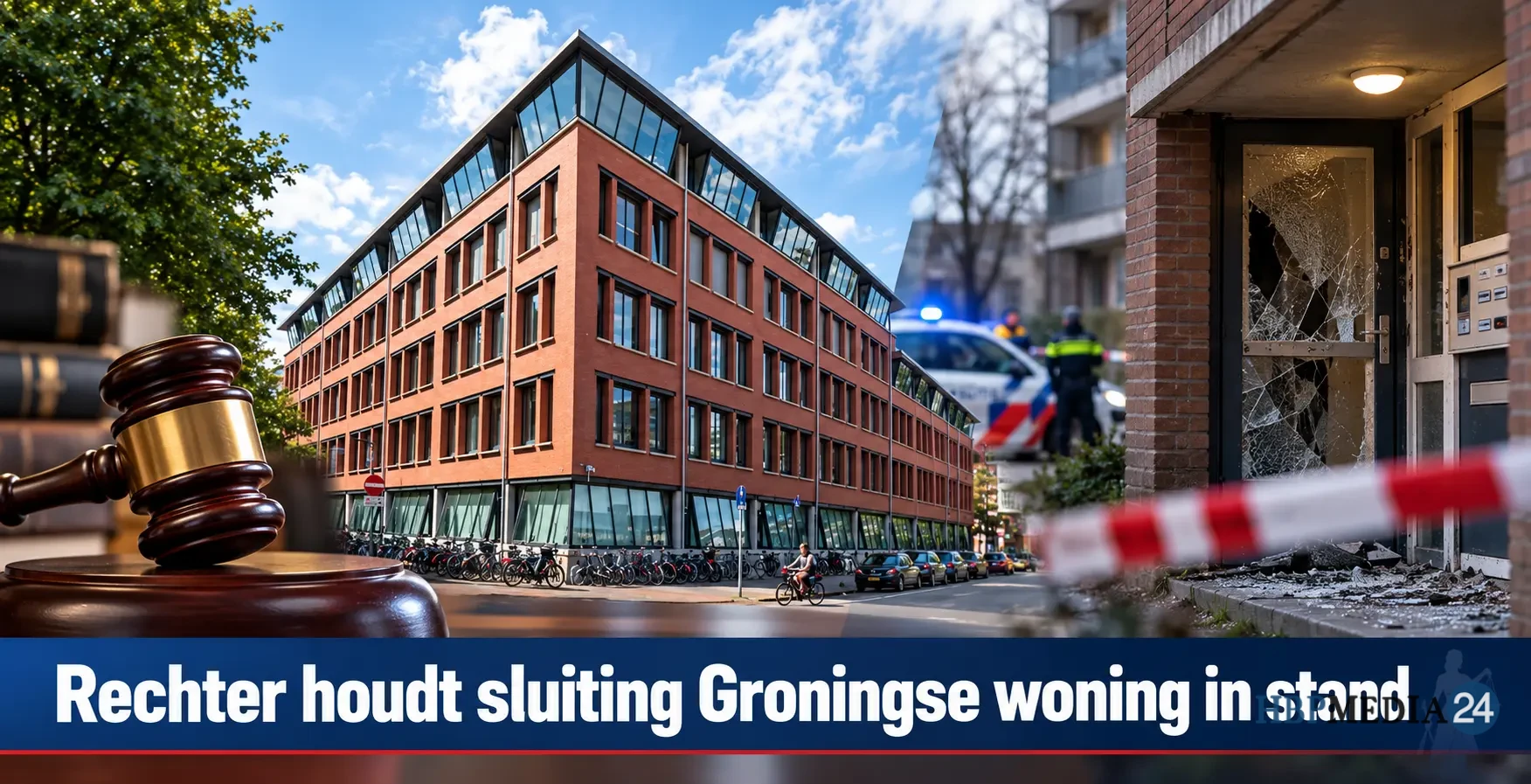 Groningse woning blijft zes weken gesloten na explosie en brand bij de portiek