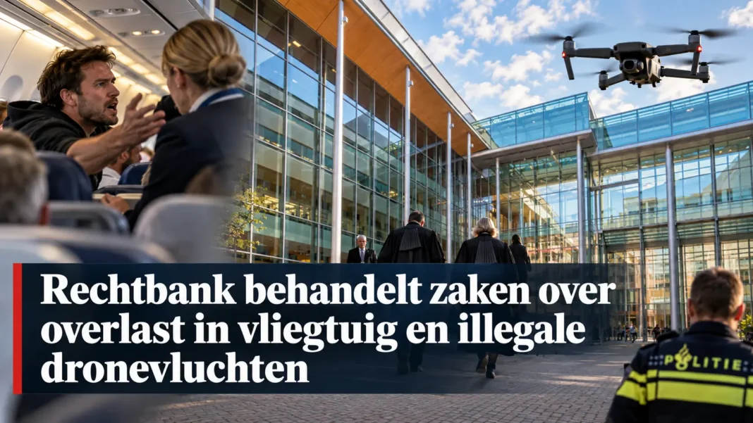 Drie mannen veroordeeld tijdens luchtvaartzitting Haarlem Rechtbank behandelt zaken over overlast in vliegtuig en illegale dronevluchten