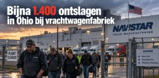 Bijna 1.400 ontslagen in Ohio vlak voor Trump-rally Voormalige Navistar-vrachtwagenfabriek in Ohio waar bijna 1.400 werknemers zijn ontslagen vlak voor een Trump-rally.